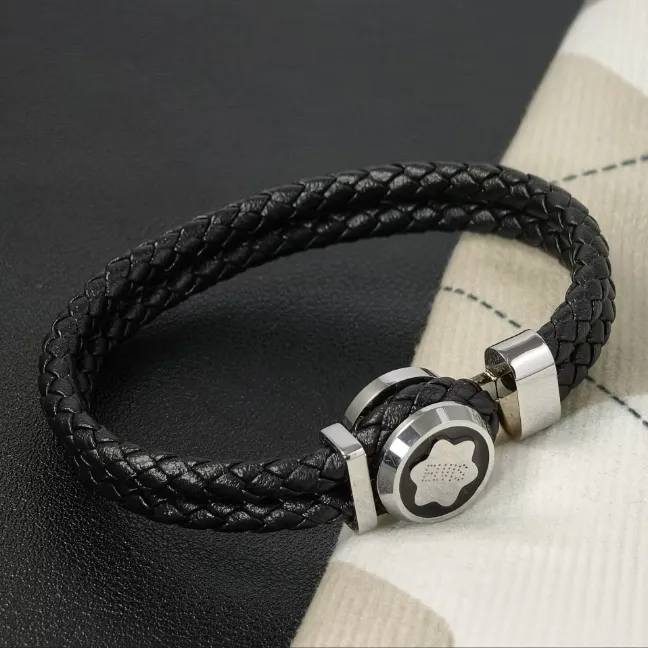 Montblancs black Leather buckle designer Bracelets Stylish Man Charms Bracelets MB Brand Hand Chain Punk Bracelet Designer Jewelry Bracelets Best friend gift