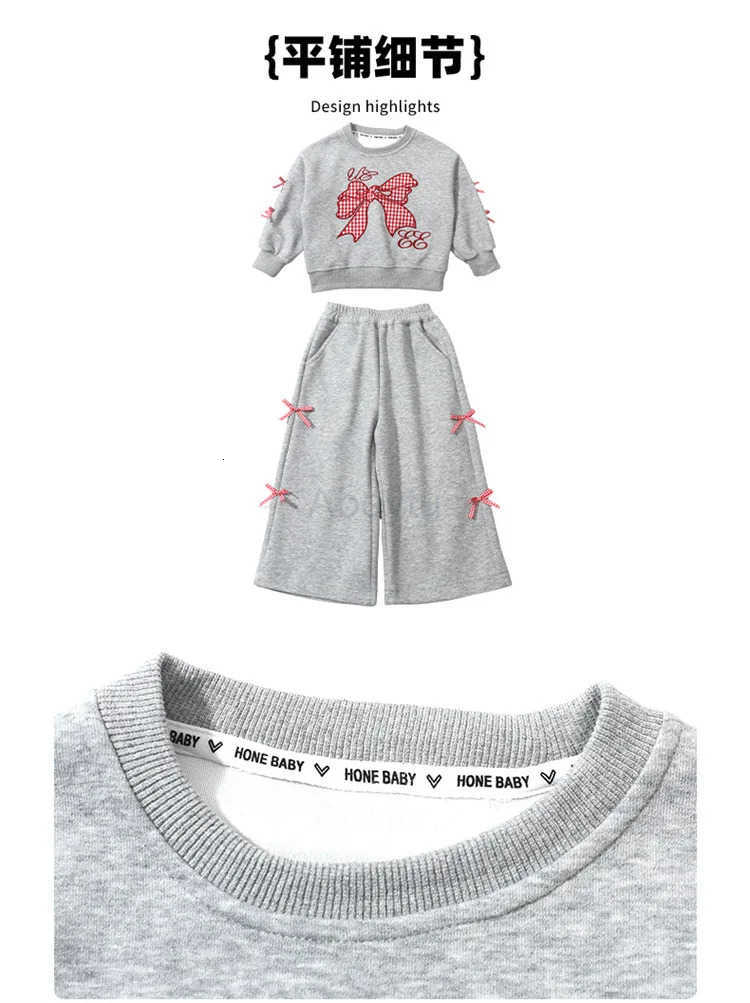 Sanrio Girls Red Checkered Bow Set Childrens Korean Fashion Little Girls Hoodie and Pants Two Piece Set Girls Childrens Clothing H251216