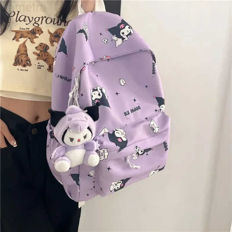 Sanrio 2024 New Backpack Kuromi Pochacco Junior High School Womens Campus Easy High Capacity Schoolbag Kawaii H251216