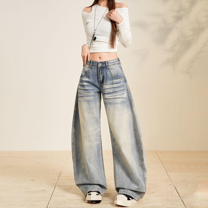 Japanese-style spicy girl style, non-elastic back pocket embroidery craftsmanship, trendy girls' street curved knife jeans---2368
