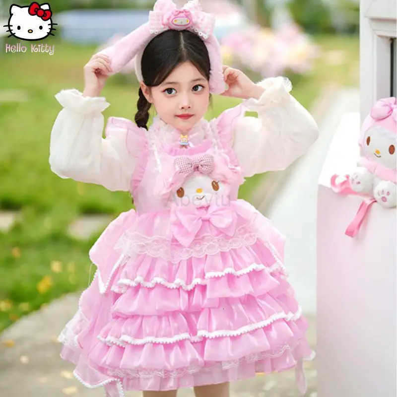 Sanrio Girl My Melody Halloween Puff Dress Kawaii Girl Lolita Princess Dress Cartoon Anime Autumn/winter New Christma Dress Gift H251216