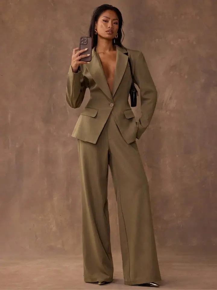 Womens TwoPiece Business Suit Set Long Sleeve Blazer Pants Professional Office Wear Elegant Clothing 251211