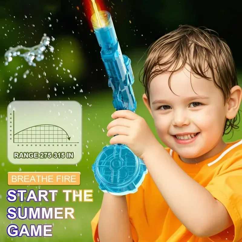 Simulated Firing and Recoil Electric Water Gun Toys Children Automatic Sensor Lights Water Pistol Summer Outdoor Beach Kids Toy H251216