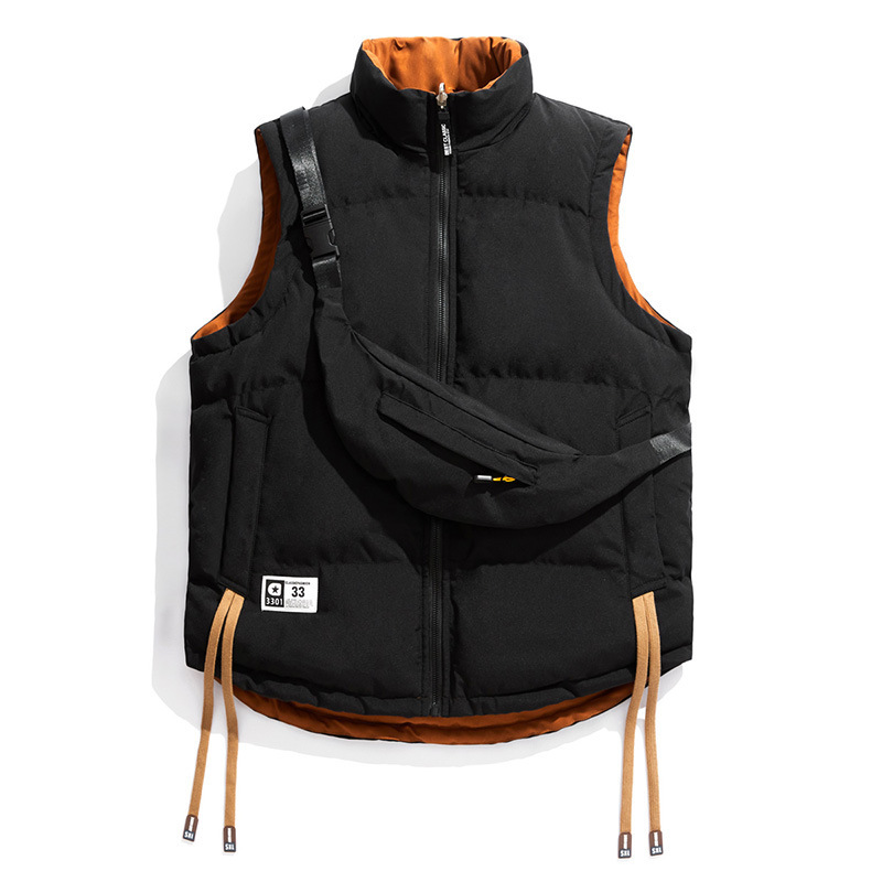 Streetwear Reversible Down Vest for Men - Autumn Winter, Thickened & Warm, Sleeveless Gilet, Couple Matching Vest Outerwear