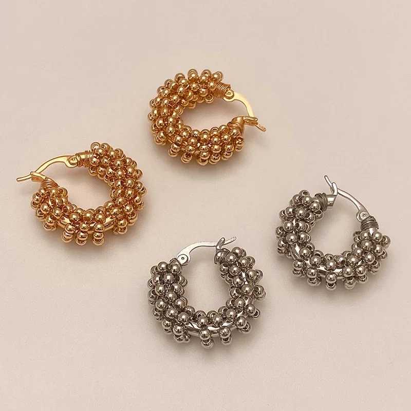 Real 925 Sterling Silver Round Twisted Bead 18K Hoop Earrings for Women Trendy Fine Jewelry Light Luxury Accessories G251216
