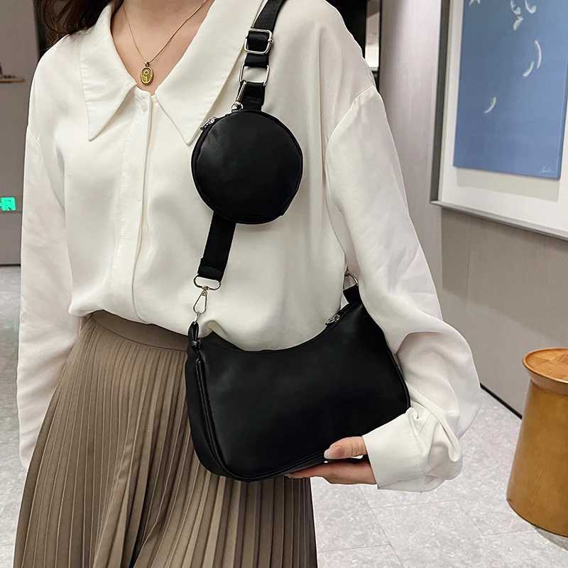 Fashion Ladies Hobos Underarm Bag Simple Women Shoulder Crossbody Bags Female Girls Small Handbags with Purse M251216