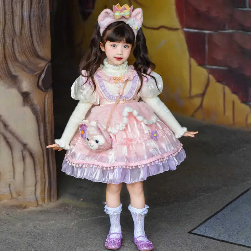 Sanrio Lovely Anime Cartoon Festive Lolita Dress for Girl Children Kawaii Lace Tulle Ruffle Fashion Princess Dresses Party Holiday Gift H251216