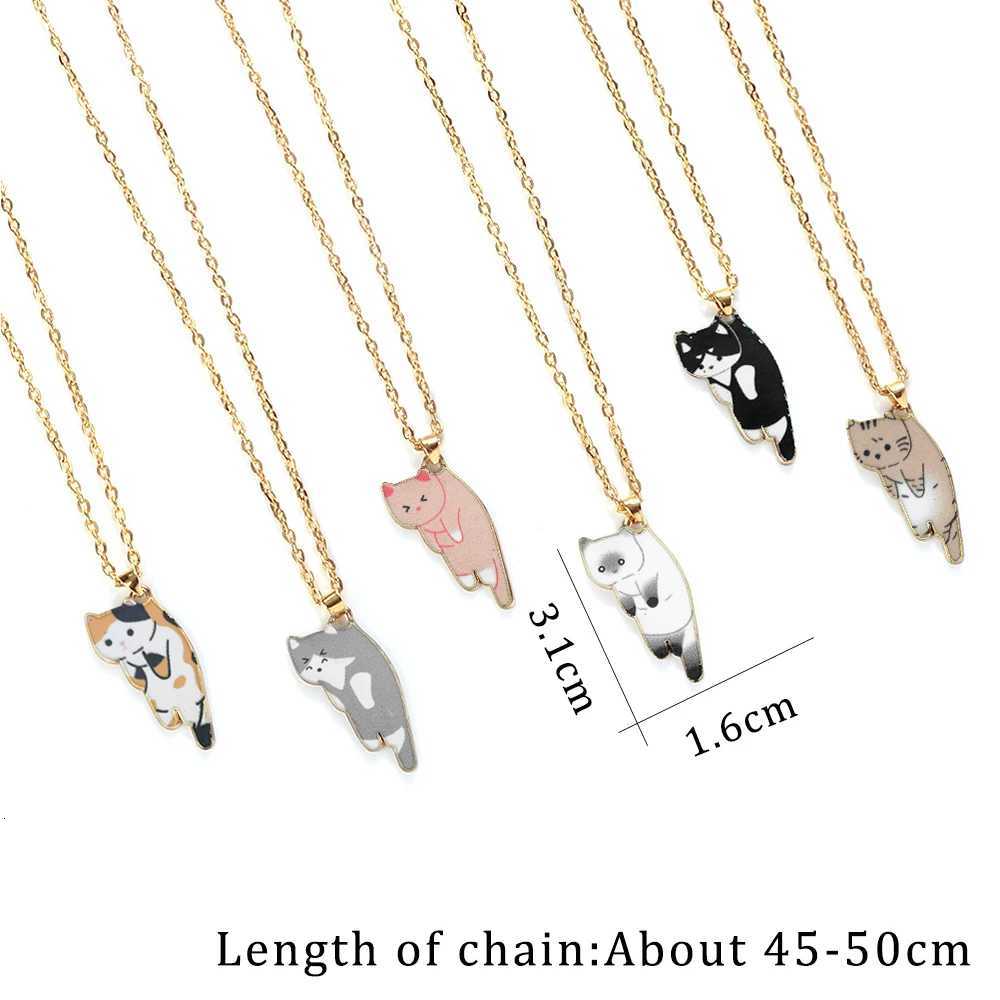 Cartoon Cats Pendant Necklace Cute Calico Cat Naughty Cow Kitten Animal Alloy Chain Jewelry for Women Men Trendy Friendship Gift M251216