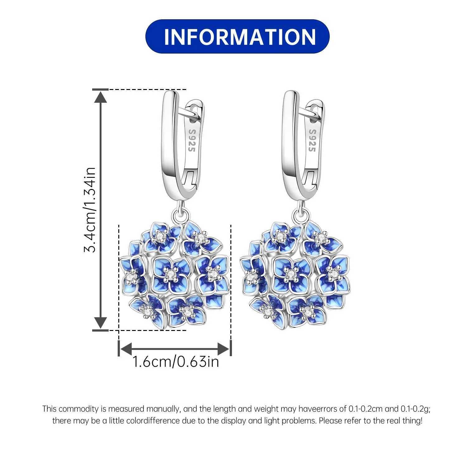 S925 Sterling Silver Needle Blue Hydrangea Flower Earrings for Womens Wedding Fashion High Quality Jewelry MAPle G251216