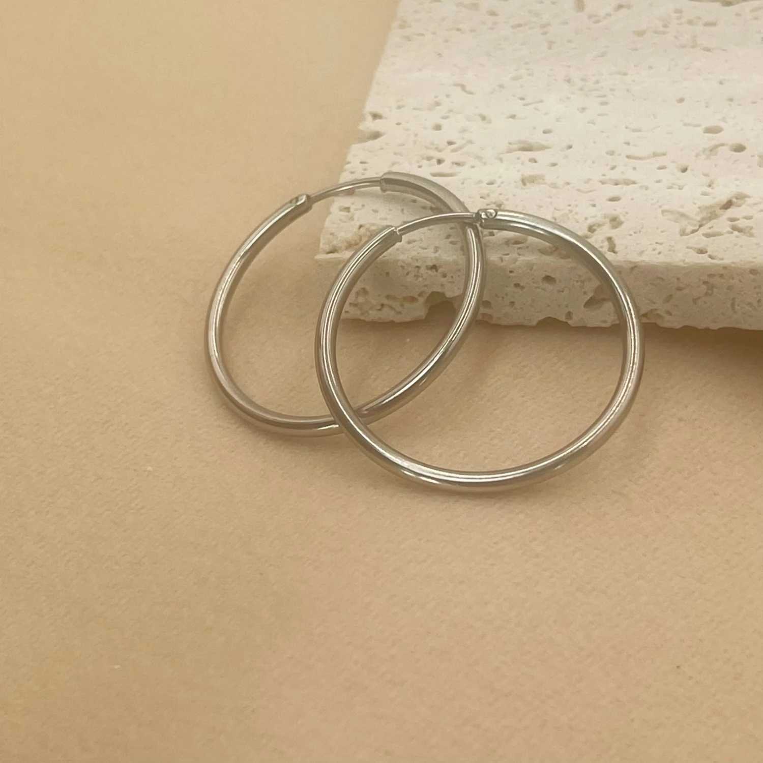 Stainless Steel 12-70mm Minimalist Big Circle Hoop Earrings for Women Trendy Gold Color Metal Smooth Round Earring Jewelry G251216