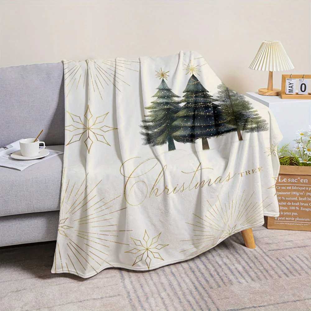 Christmas Trees Pattern Print Flannel Blanket Soft Warm Afternoon Nap Suitable For Sofa Offices Camping Travel Versatile Blanket H251216 - view 4