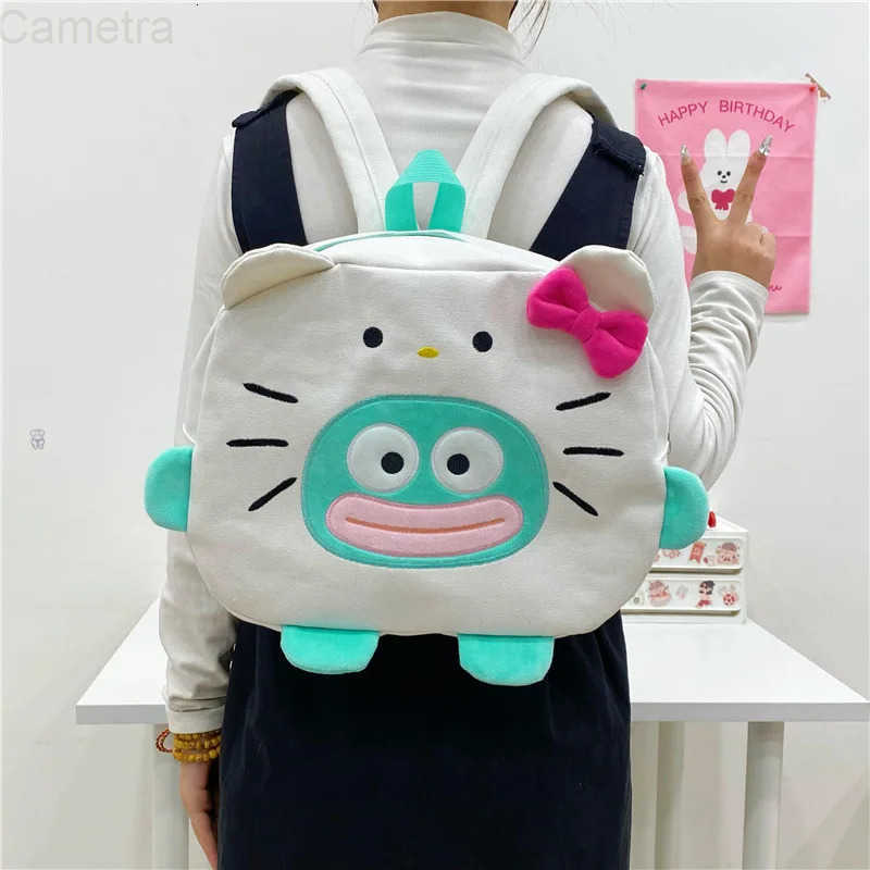 Sanrio New Anime Peripheral Kawaii Hangyodon Shoulders Bag Hello Kitty Versatile Backpack Small Fish Cat Color Contrast Backpack H251216