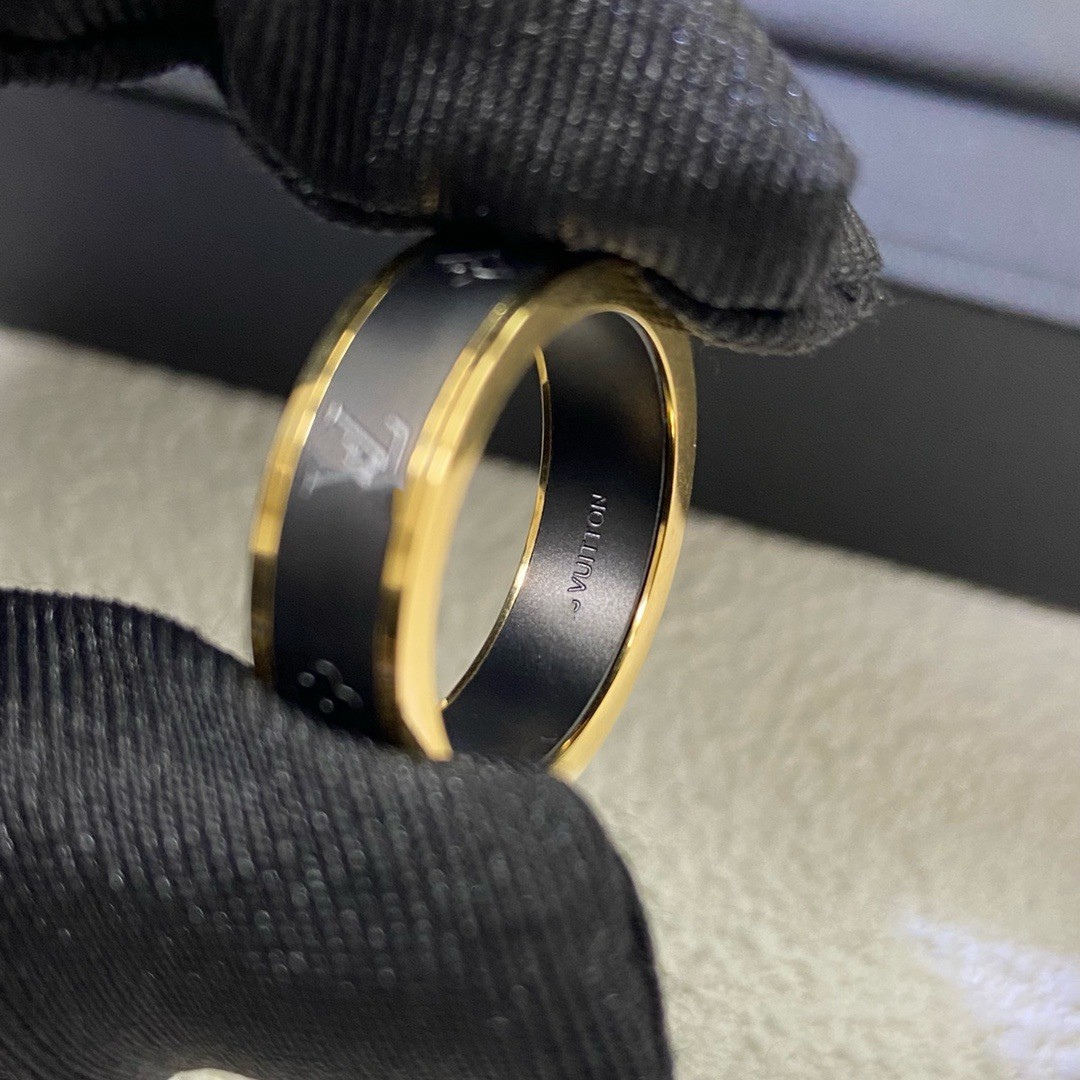 Titanium Steel CNC Luxury designer boy girl black blue solid Ring 18K Gold Rings branded engrave Women men love wedding Jewelry big USA size 6 7 8 9 10 11