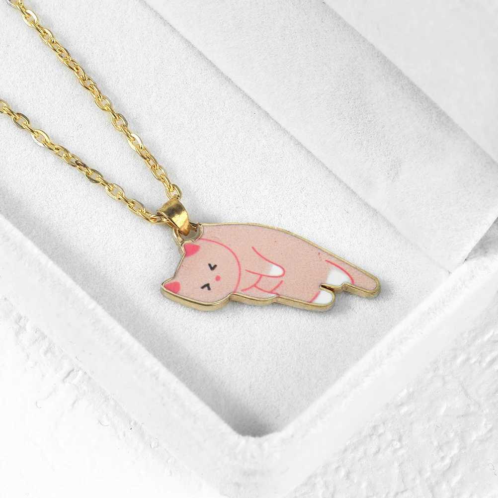 Cartoon Cats Pendant Necklace Cute Calico Cat Naughty Cow Kitten Animal Alloy Chain Jewelry for Women Men Trendy Friendship Gift M251216