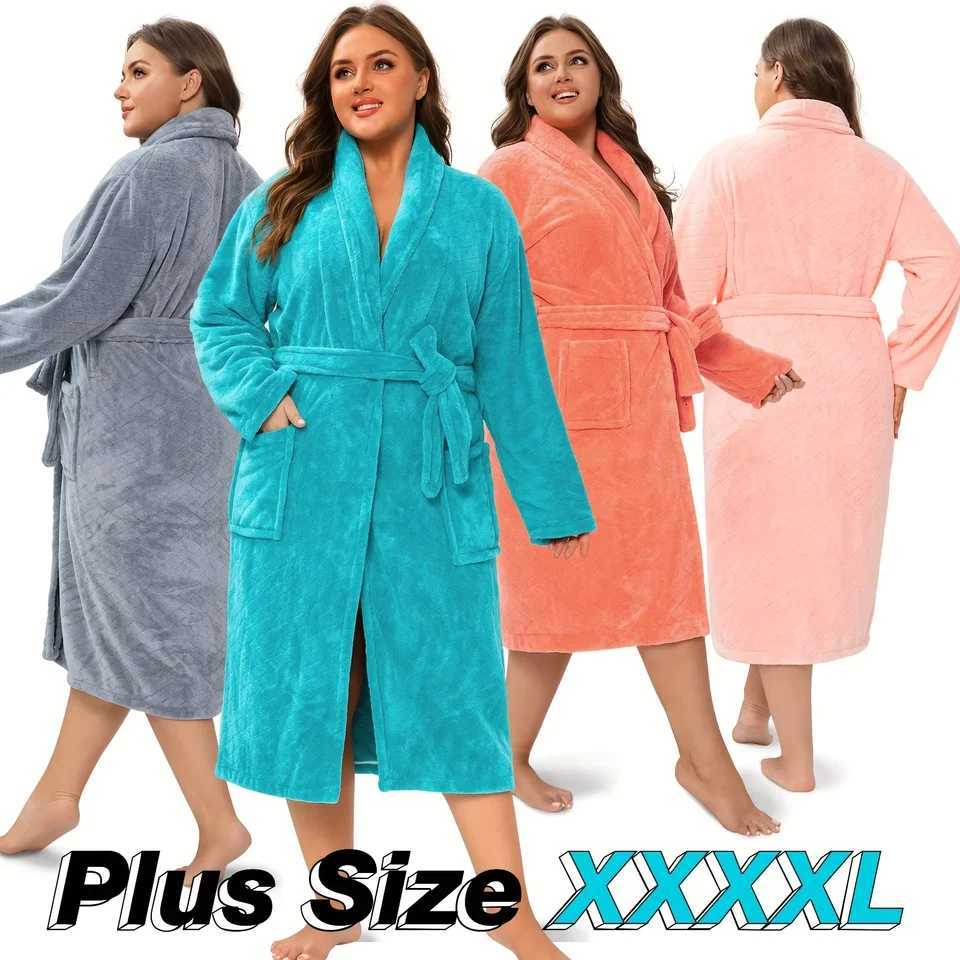 Womens Large Coral Fleece Bathrobe - Ultra Soft Skin-Friendly Absorbent Quick-Drying Lounge Robe for Daily Bath Night Wear C251216