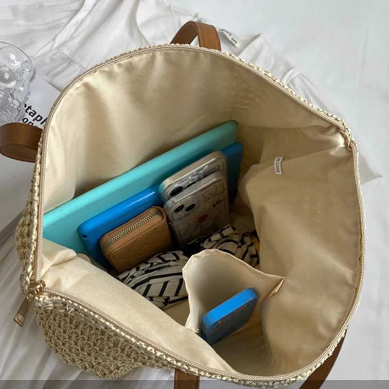 Square Bucket Straw Beach Bag Handmade Woven Shoulder Bag Raffia Rattan Shopping Travel Totes Bohemian Summer Casual Handbag M251216