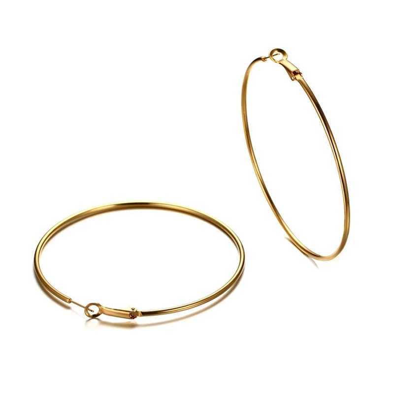 Stainless Steel Big Circle Hoop Huggie Earrings For Women 40mm/50mm/60mm/70mm G251216