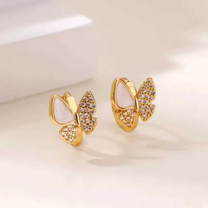 Luxury Butterfly Zircon Earrings for Women Cubic Zirconia Stainless Steel Earrings Trend 2025 New Waterproof Ear Jewelry G251216