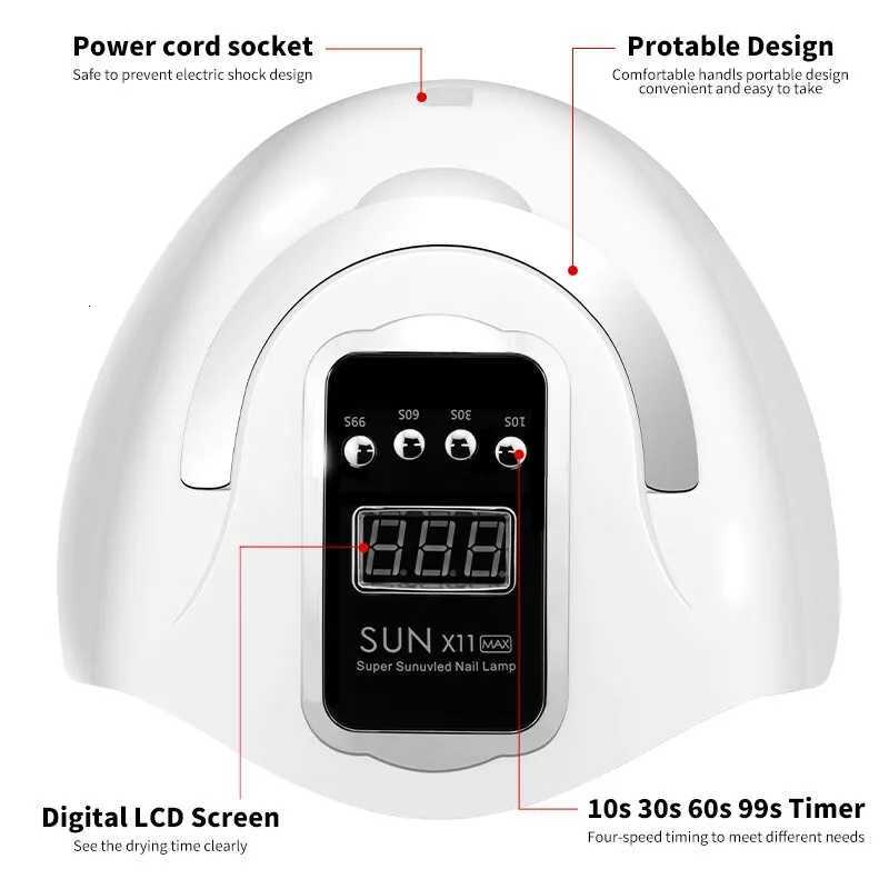 SUN X11 MAX Professional Nail Drying Lamp for Manicure 280W Nails Gel Polish Drying Machine with Auto Sensor UV LED Nail LampT251216