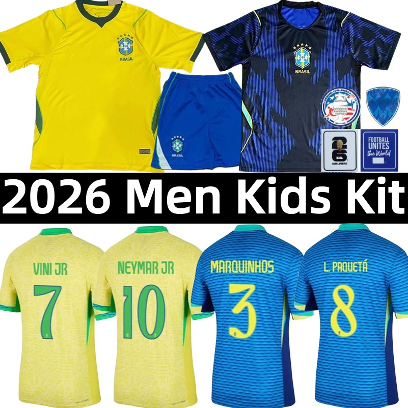 2026 World Cup BRAZIL Brazils Soccer Jerseys NEYMAR VINI JR Rodrygo RAPHINHA ENDRICK CASEMIRO Brasil RICHARLISON PAQUETA T. SILVA FIRMINO MARQUINHOS 25 26 Jersey