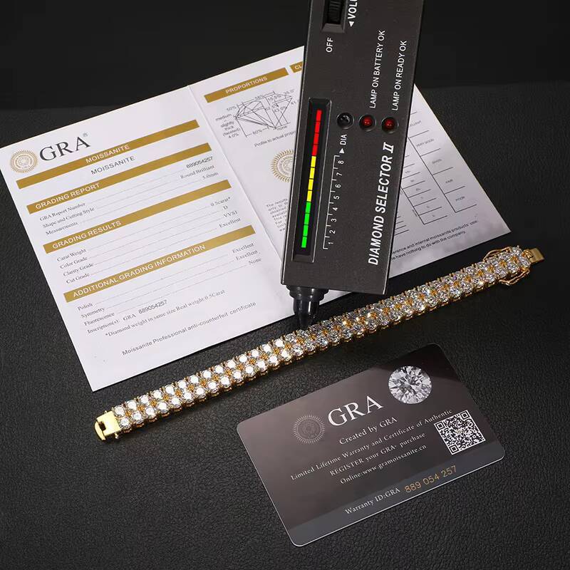 2 Rows 6mm 8mm 10mm Moissanite Tennis Bracelet 925 Sterling Silver VVS1 D Color Moissanite with GRA Certification