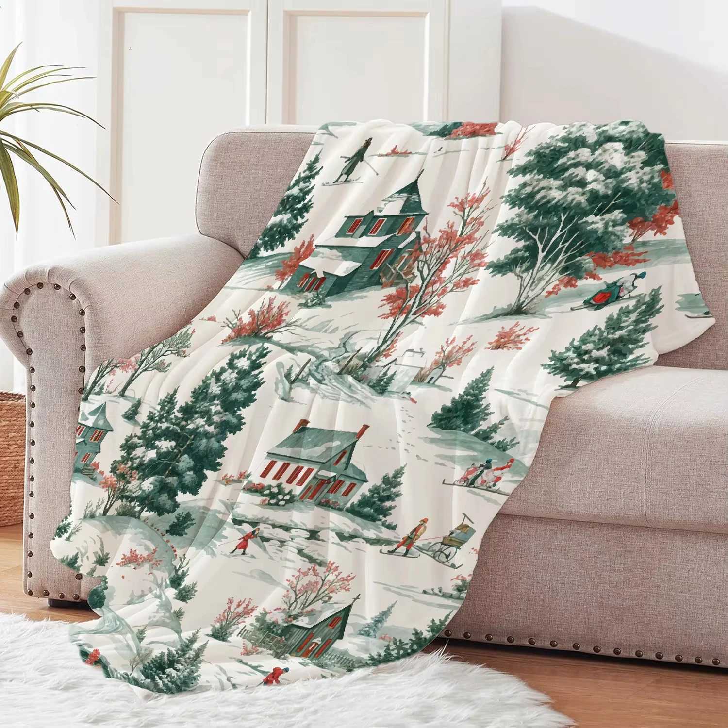 Christmas Creative Print Flannel Throw Blanket Soft Cozy Sofa Nap Blanket Great Home Gift for Her H251216 - view 4