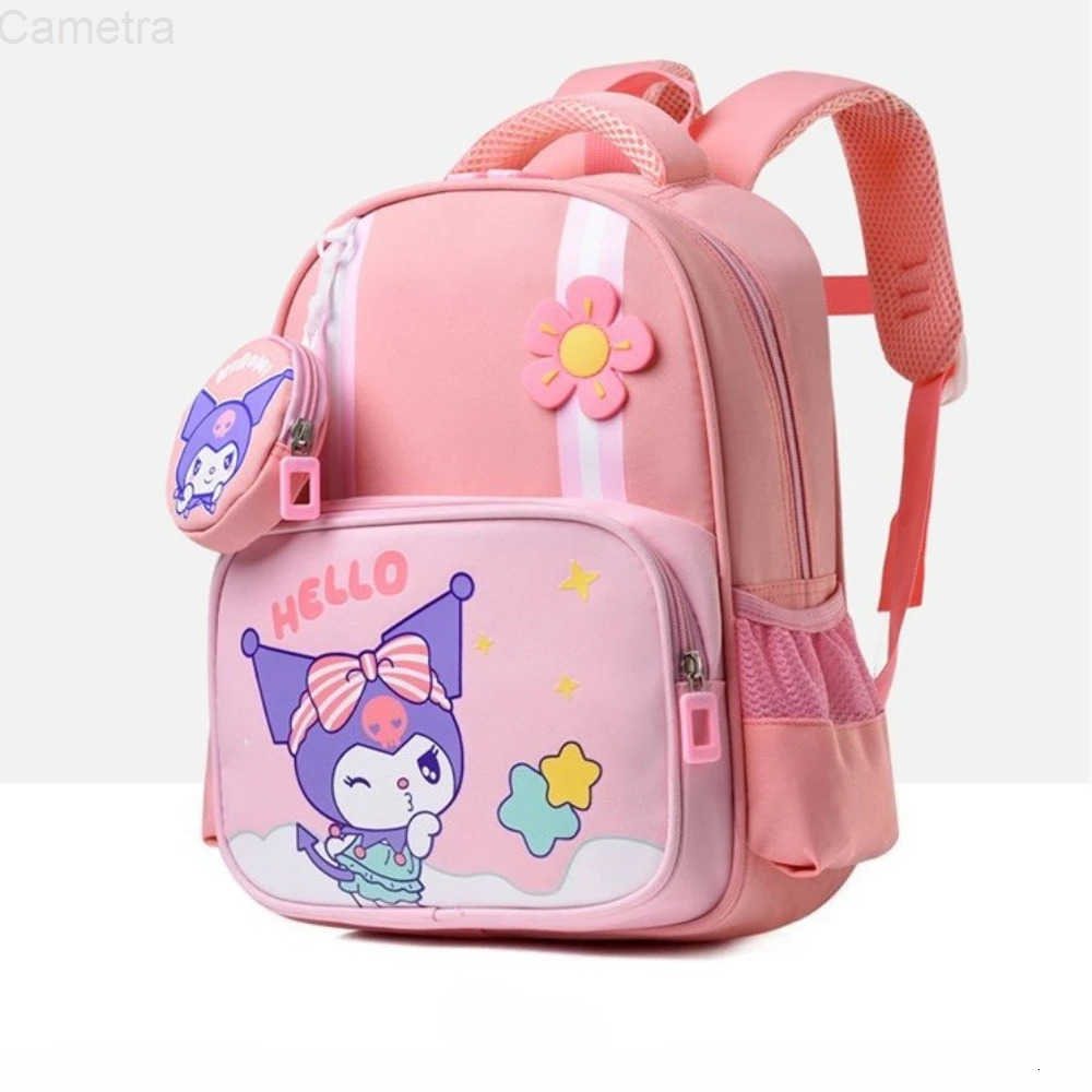 Sanrio Kuromi Cute Cartoon Kindergarten School Bag for 3-6Y Girls Waterproof Adjustable Double Shoulder Backpack Princess Gifts H251216