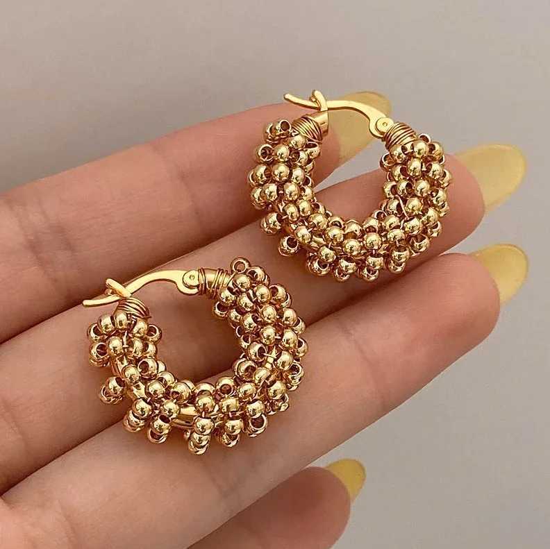 Real 925 Sterling Silver Round Twisted Bead 18K Hoop Earrings for Women Trendy Fine Jewelry Light Luxury Accessories G251216