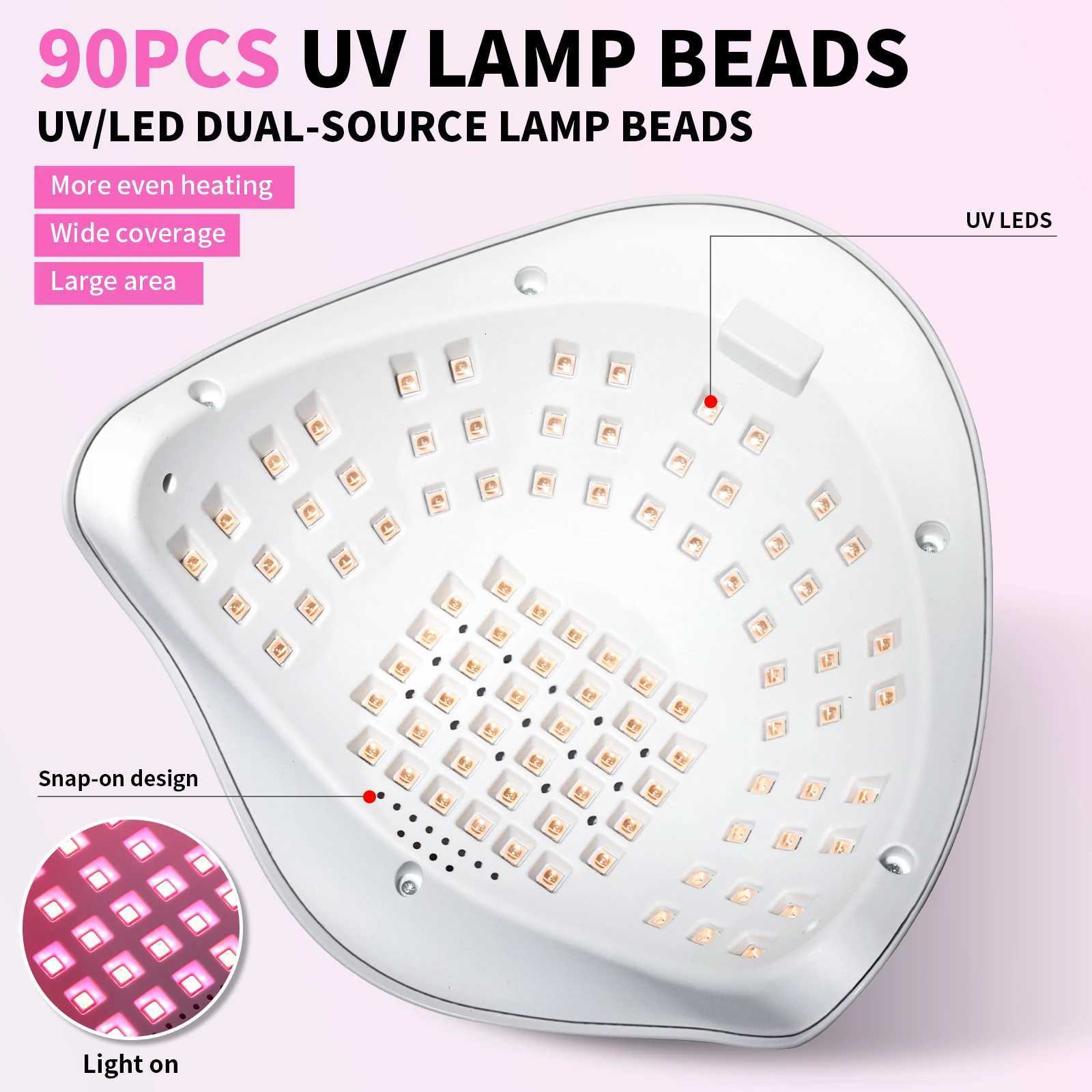 UV LED Nail Dryer 90PCS UV Lamp Beads Nail Lamp with Timer Automatic Sensor For All Gel Polish Professional Nail EquipmentT251216