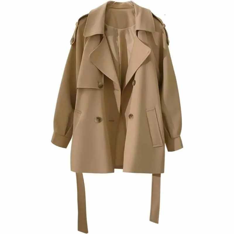 Korean Spring Autumn Female Lined Windbreaker Jacket Women New Loose Fitting Temperament Mid Length Version Windbreaker CoatT251216