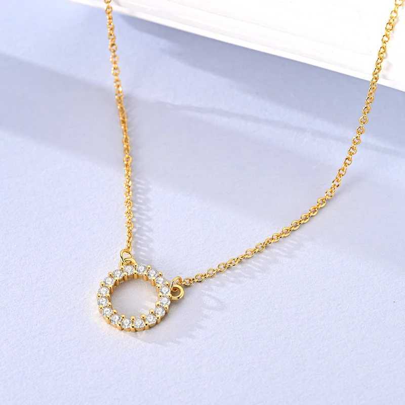 2025 New 925 Sterling Silver Necklace Golden Round Simple Necklaces for Women Anniversary Birthday Jewelry Gift Female M251216
