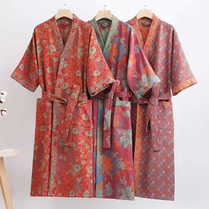 Cotton Printed Womens Bathrobe for Spring and Autumn Pajamas Home Clothing Multi Colors Quick Drying Bathrobes Female C251216