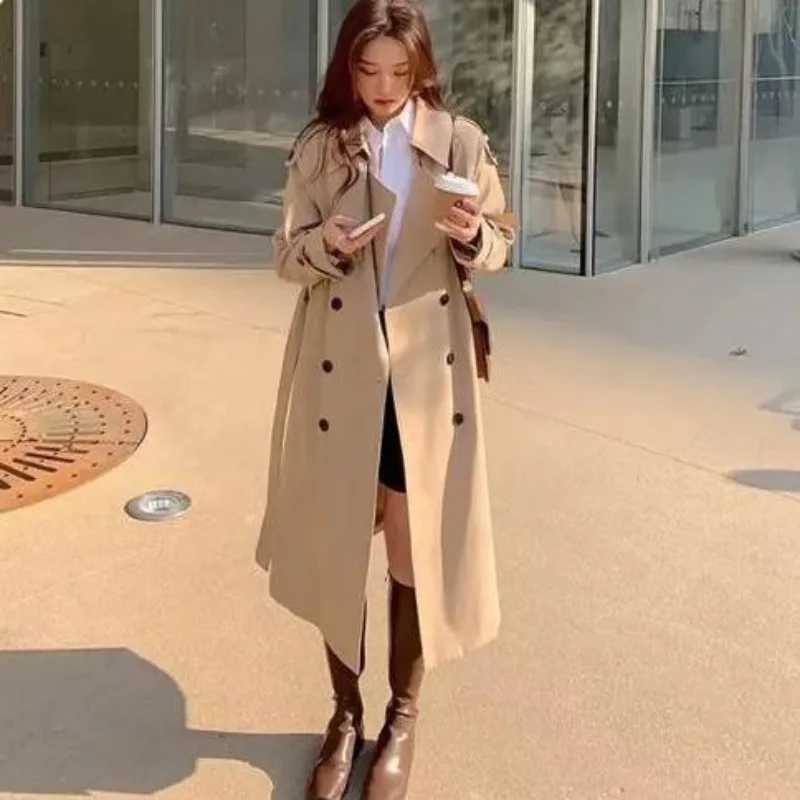 Lined Trench Coat Womens Long Autumn New Womens Clothing Korean Version Jacket British TemperamentT251216