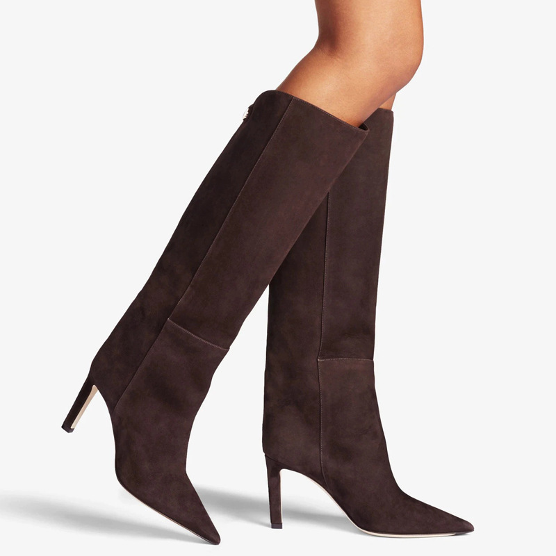 designer size 3443 knee high for women genuine leather sexy pointy kitten heels shoes winter 2025 wide calf long boots