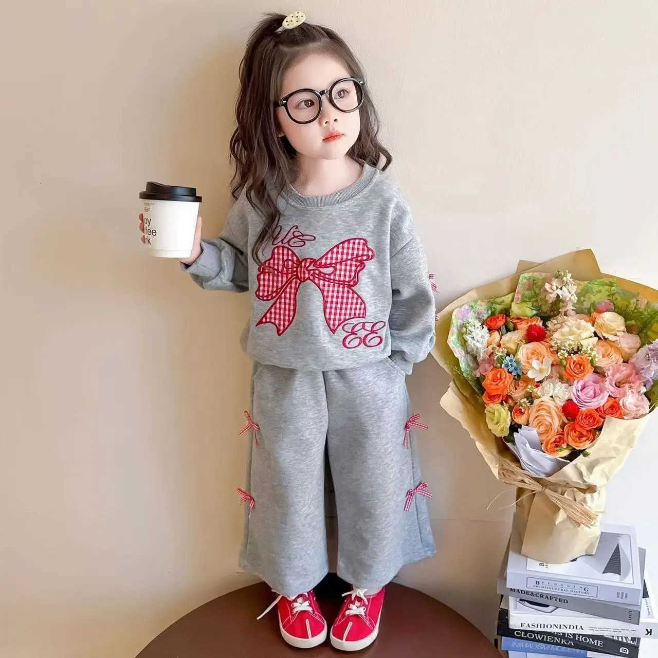 Sanrio Kids Girls Clothes 2025 Autumn New Cute Bow Sweater and Pants Two Piece Set Toddler Baby Girl Childrens Clothing H251216