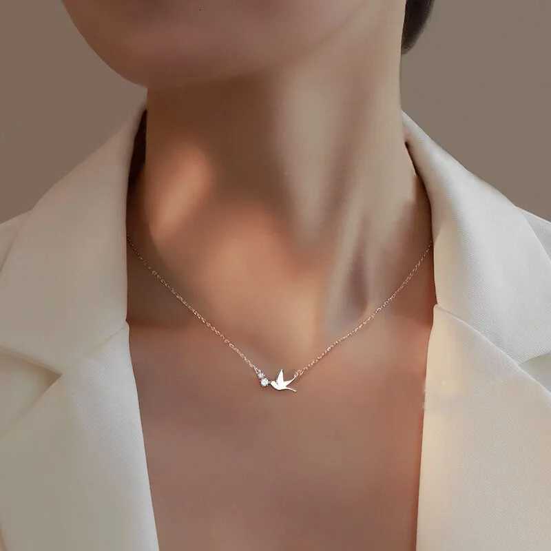 Korea Temperament Cute Swallow Literary Short Silver Color Clavicle Chain Temperament Trendy Female Necklace Jewlery M251216