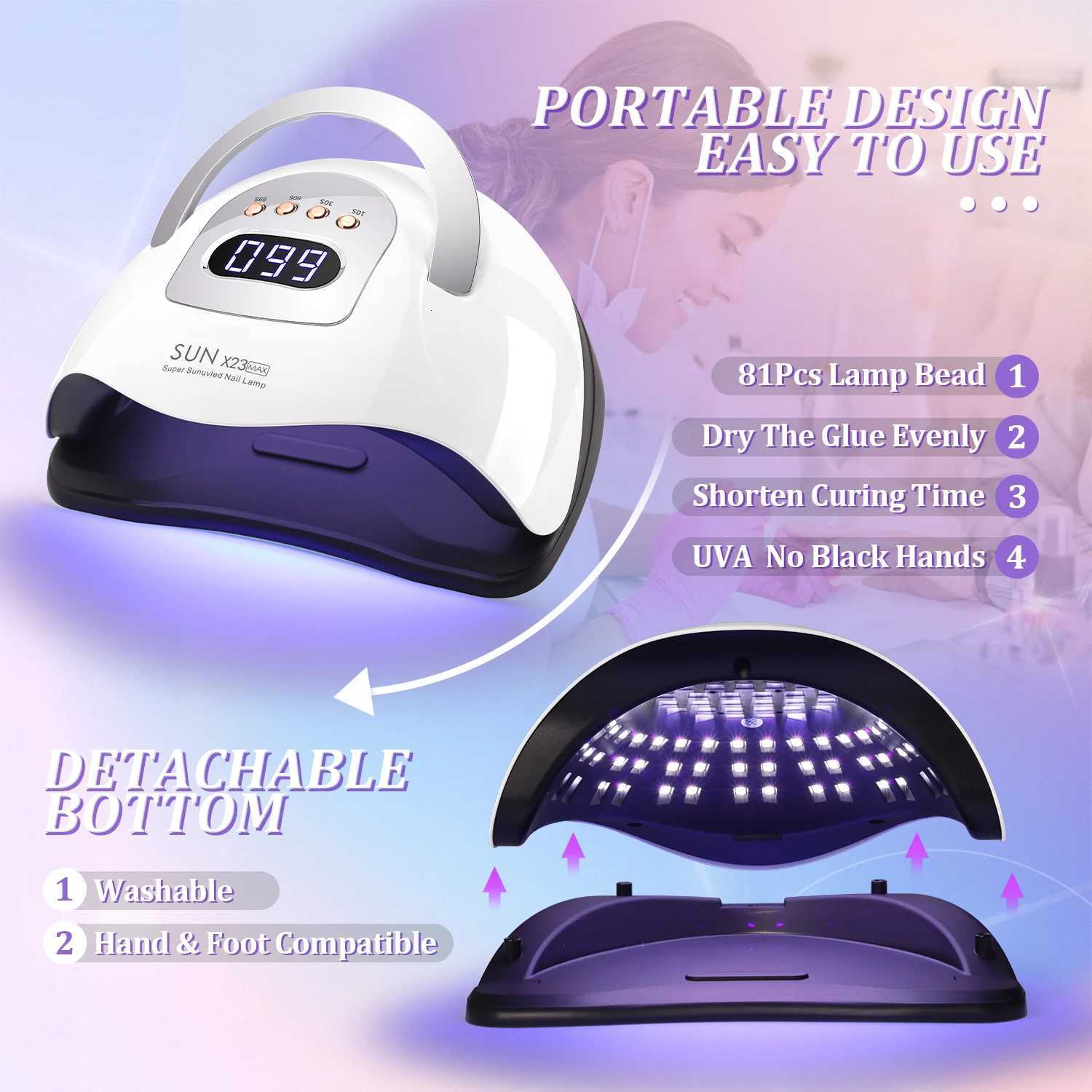 DianaBeauty 380W 81LEDs UV LED Lamp for Nails Powerful Nail Dryer For Curing All Gel Nail Polish Drying UV Light for ManicureT251216
