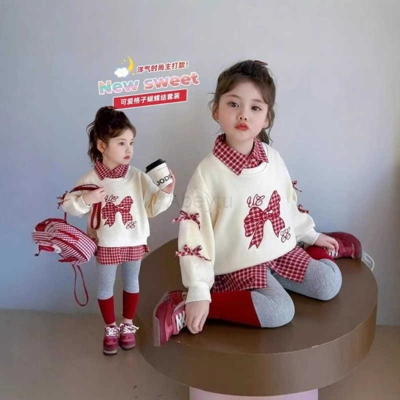 Sanrio Baby Girls Set Spring Autumn 2025 New Children Trendy Fashion Tracksuit Kids Patchwork Hoodie Leggings Two Piece Clothes Suits H251216