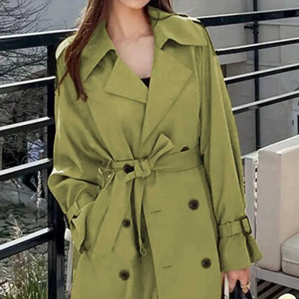 Women Windbreaker Coat Elegant Womens Double-breasted Trench Coat Collection Windproof Lapel Overcoat Slim Outerwear for SpringT251216