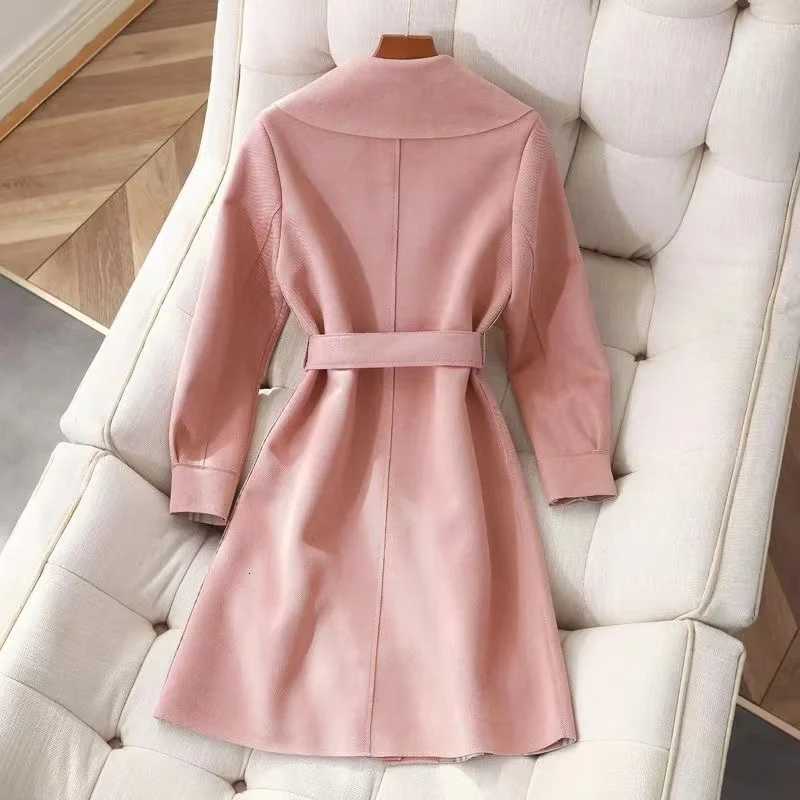 2024 Autumn/Winter Womens Clothing Trench Long Suede Jacket Korean Version Long-sleeved Fashion Temperament Popular Trend CoatT251216