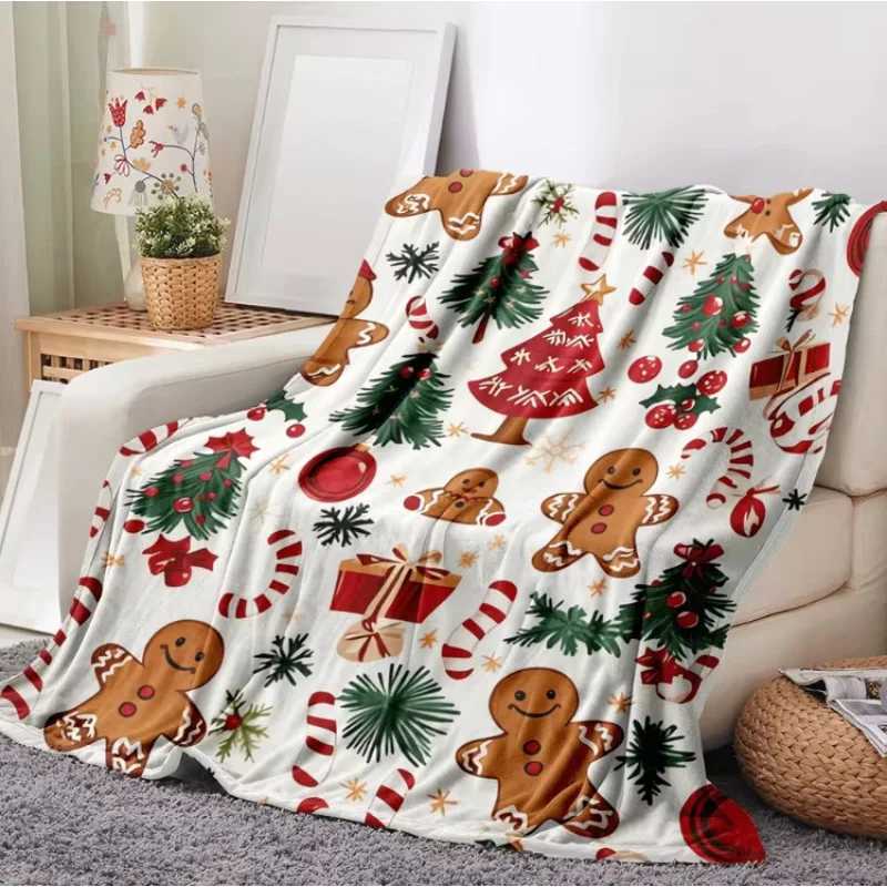 1pc Ultra-Soft Christmas Gingerbread Wonderland Print Flannel Throw Blanket- Festive Holiday Decorative Blanket H251216 - view 3