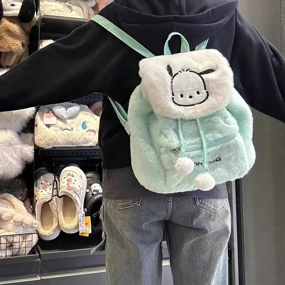 Sanrio Hellokitty Kuromi Mymelody Pochacco Plush Schoolbag Furry Bag Cartoon Fluffy Satchel Tote Kawaii Handbags Backpacks Girls Gifts H2512161