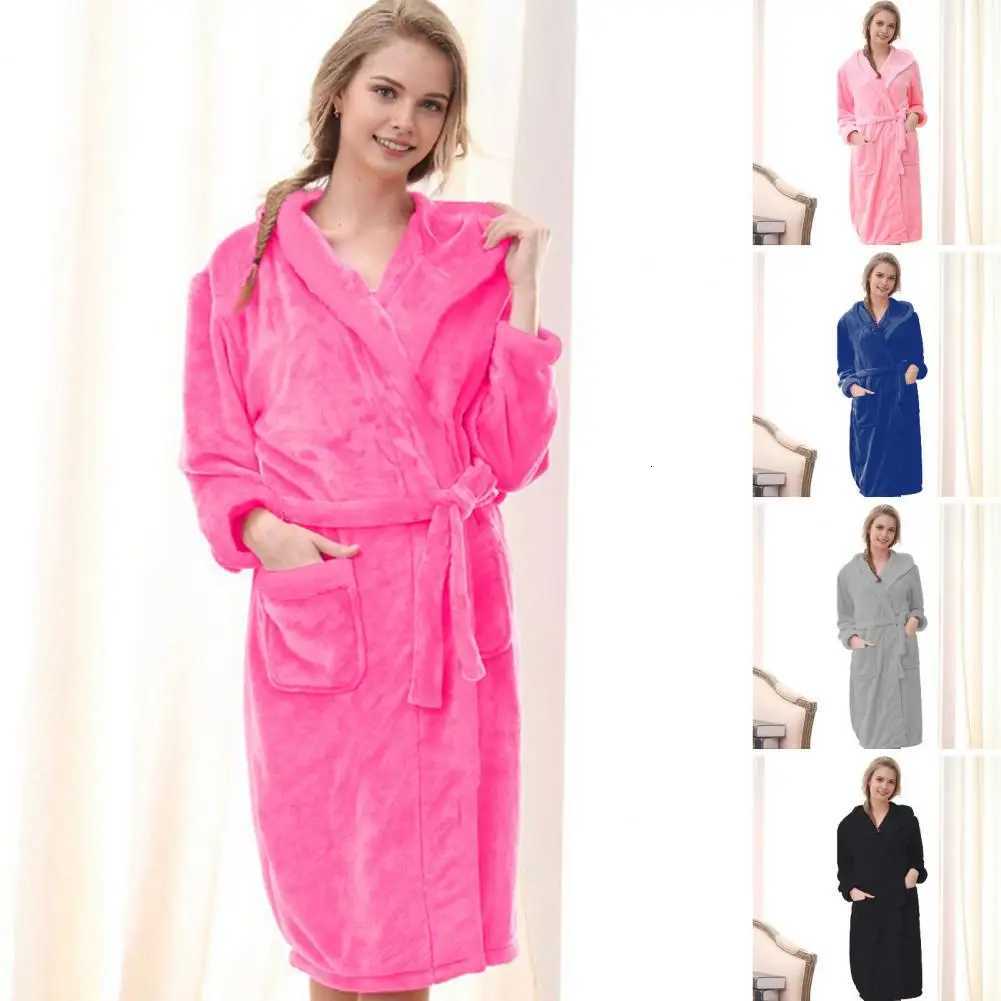 Relaxing Hooded Robe Luxurious Womens Plush Hooded Bathrobe With Waistband Pockets Soft Fluffy Long For Lounging For Relaxation C251216