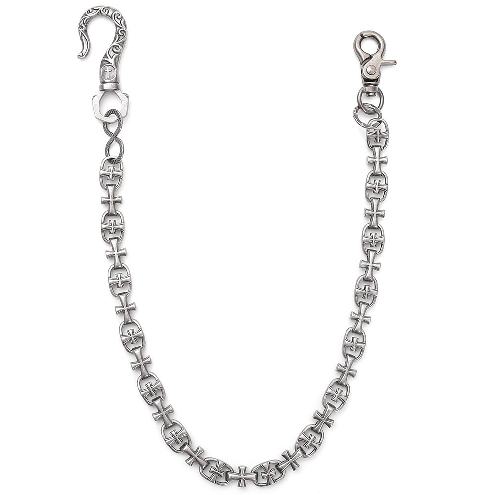 boutique Luxury Silver Plated Hip Hop Pants Chain Shiny Diamond Cross Micro Pave Moissanite Spike Infinity Design Chain Jewelry