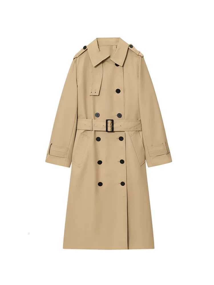 TFMLN New Women Loose Midi Length Trench Coats Fashion Elegant Double Breasted Belt Windbreaker Coat Casual Street CoatsT251216