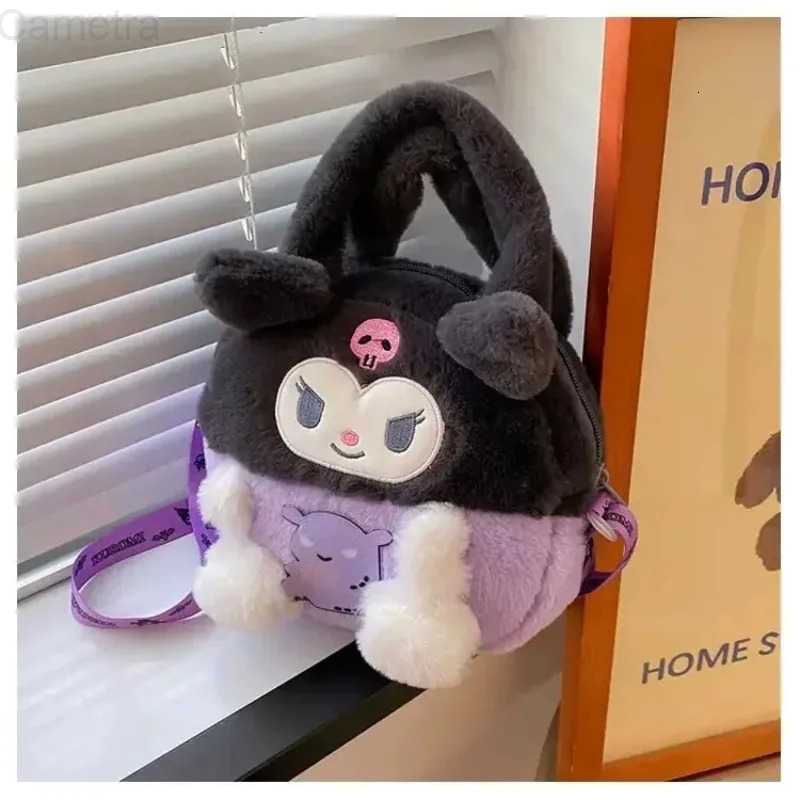 Sanrio Kawaii Plush Bag Kuromi Backpack Anime Melody Cinnamoroll Plush Handbag Pochacco Cartoon Stuffed Bag Girl Gift H251216