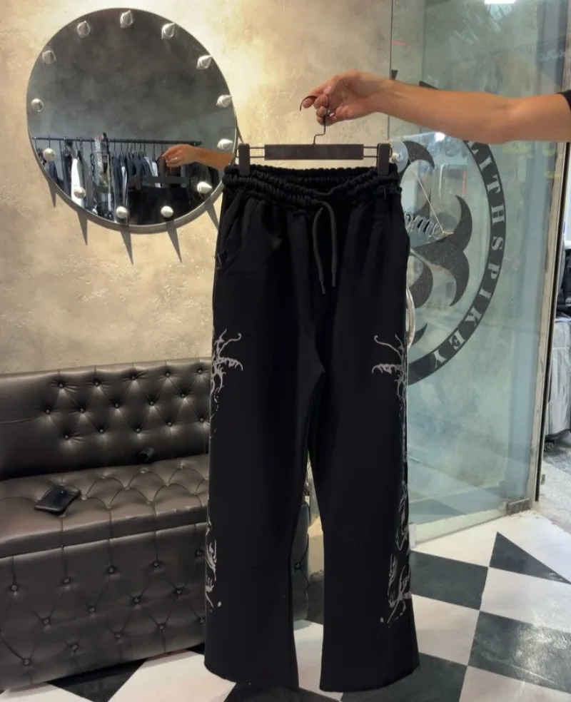 Hip-hop Trendy Streetwear American Y2k Harajuku Striped Print Oversized Sweatpants Casual Loose Straight Wide-leg Pants Men 251215