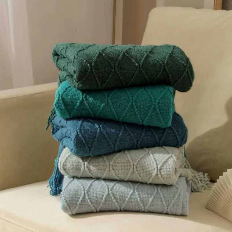 Gift Green Christmas Throw Blanket Soft Boho Bed Throw BlanketsCozy Knitted Throw BlanketOversized Knit Farmhouse Blankets H251216 - view 7