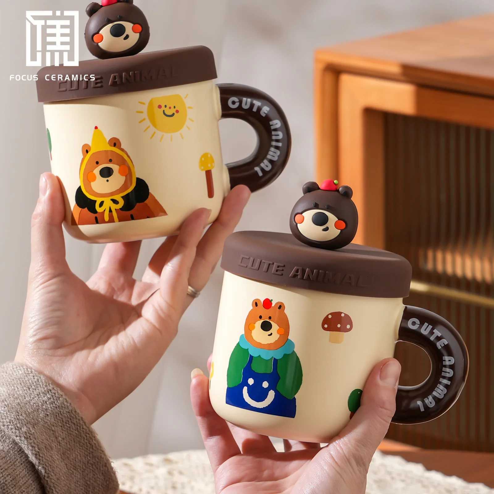 Cute Bear g Gift for Wen Happy Ceramic Coffee Cup for Off He Use Cute Present for Her Birthday Christmas Happy Decor H251215