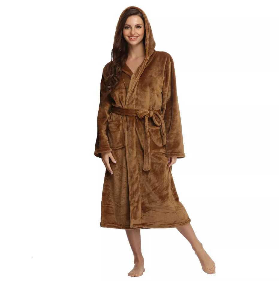 Women Sleepwear Nightgown Loungewear Hotel Autumn and Winter Pajamas Extended Flannel Couple Bathrobe Sleepwear Women C251216